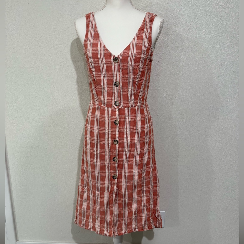 Maurices White and Pink Buttoned Midi Sundress
